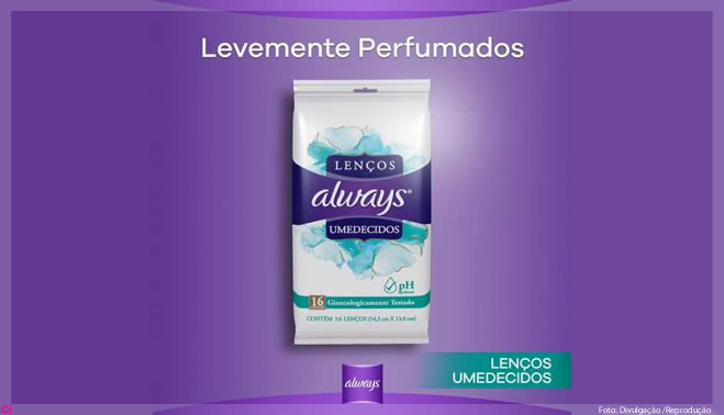 Always apresenta sua linha de lenços umedecidos