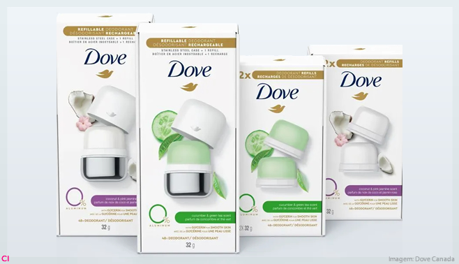 Unilever apresenta a embalagem recarregável para o desodorante Dove