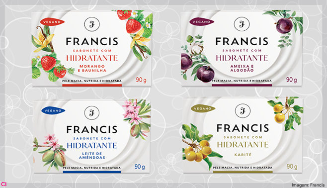 Francis inova ao lançar sabonetes hidratantes com fórmula vegana