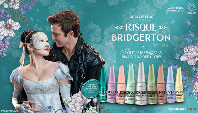 Coty apresenta colaboração inédita de Risqué & Paixão com Bridgerton, série de sucesso da Netflix
